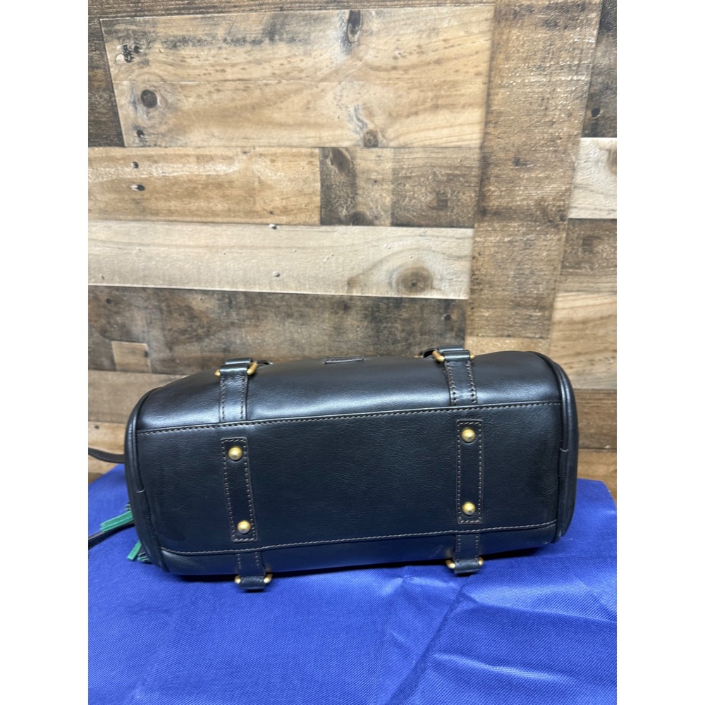 Dooney & Bourke Florentine Leather Satchel Bag Black Tassel Crossbody Handbag - Picture 7 of 13
